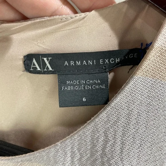 Armani Exchange Beige Taffeta Pleated Fit and Flare Tea Dress Size 6 - Picture 5 of 6